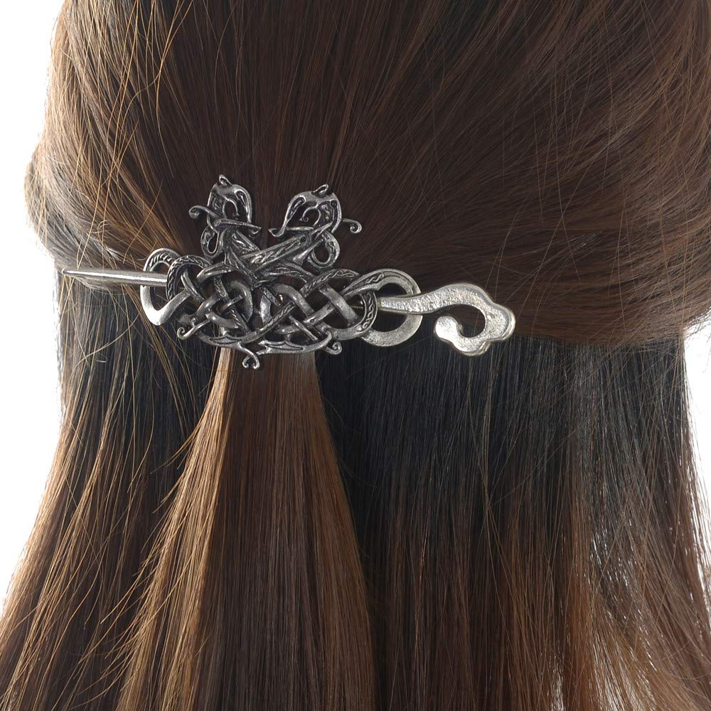 Viking Celtic Hair Clips Hairpins- Viking Hair Accessories Celtic Knot Hair Pins Antique Silver Hair Sticks Irish Hair Decor Accessories for Long Hair