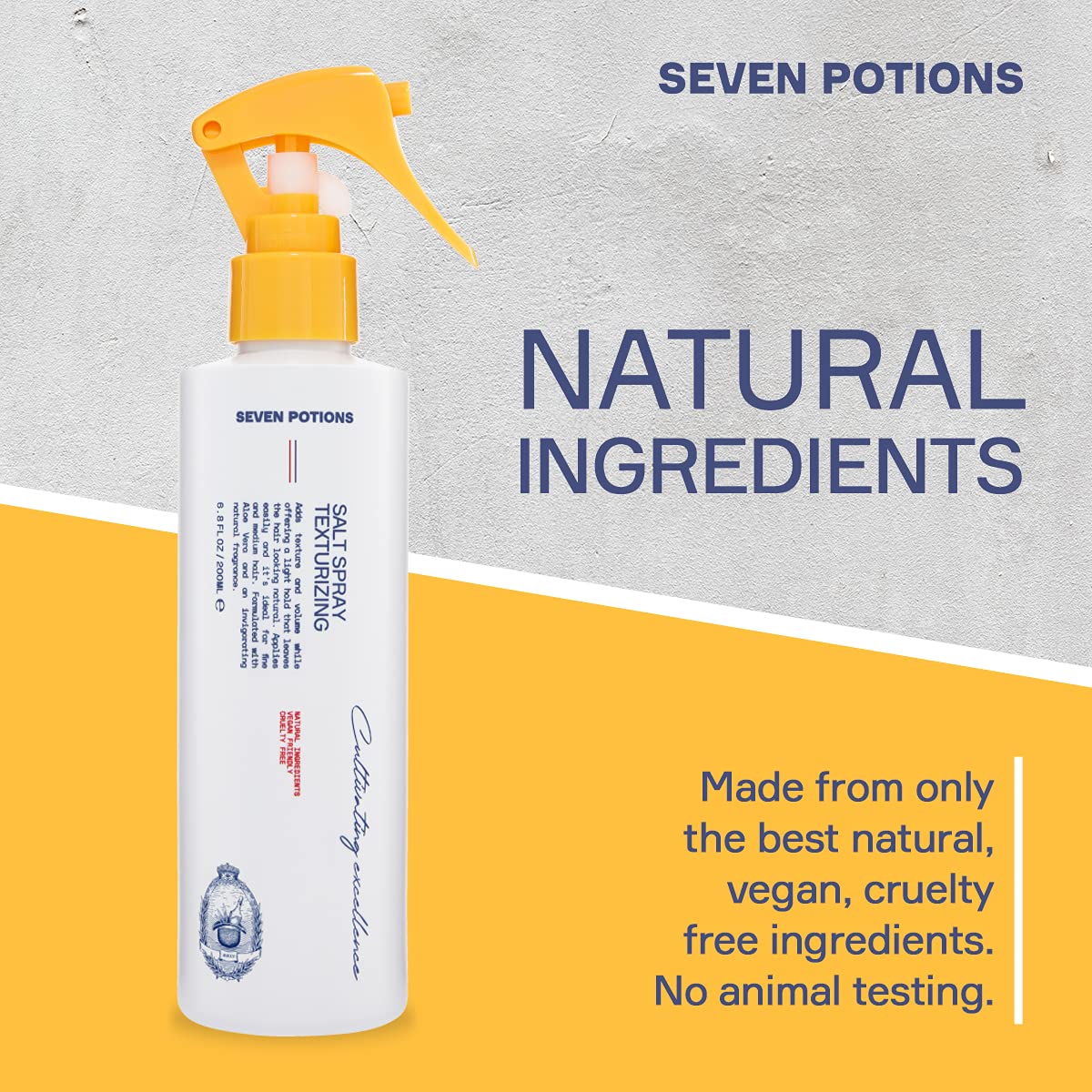 SEVEN POTIONS Salt Spray for Men - Hair Texture Spray with Matte Finish & Grit - Volumizing Pre-Styler for Beach Waves - Water-Based, Quick-Dry