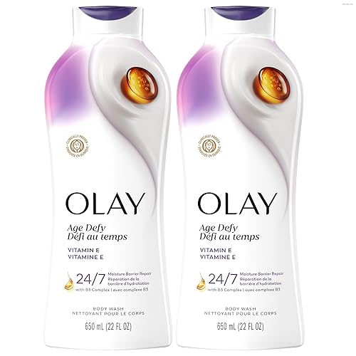 Olay Body Wash for Women, Age Defy with Vitamin E, 24/7 Moisture Barrier Repair, Hydrating & Cleansing for Visibly Soft Skin, Vitamin B3 & Hyaluronic