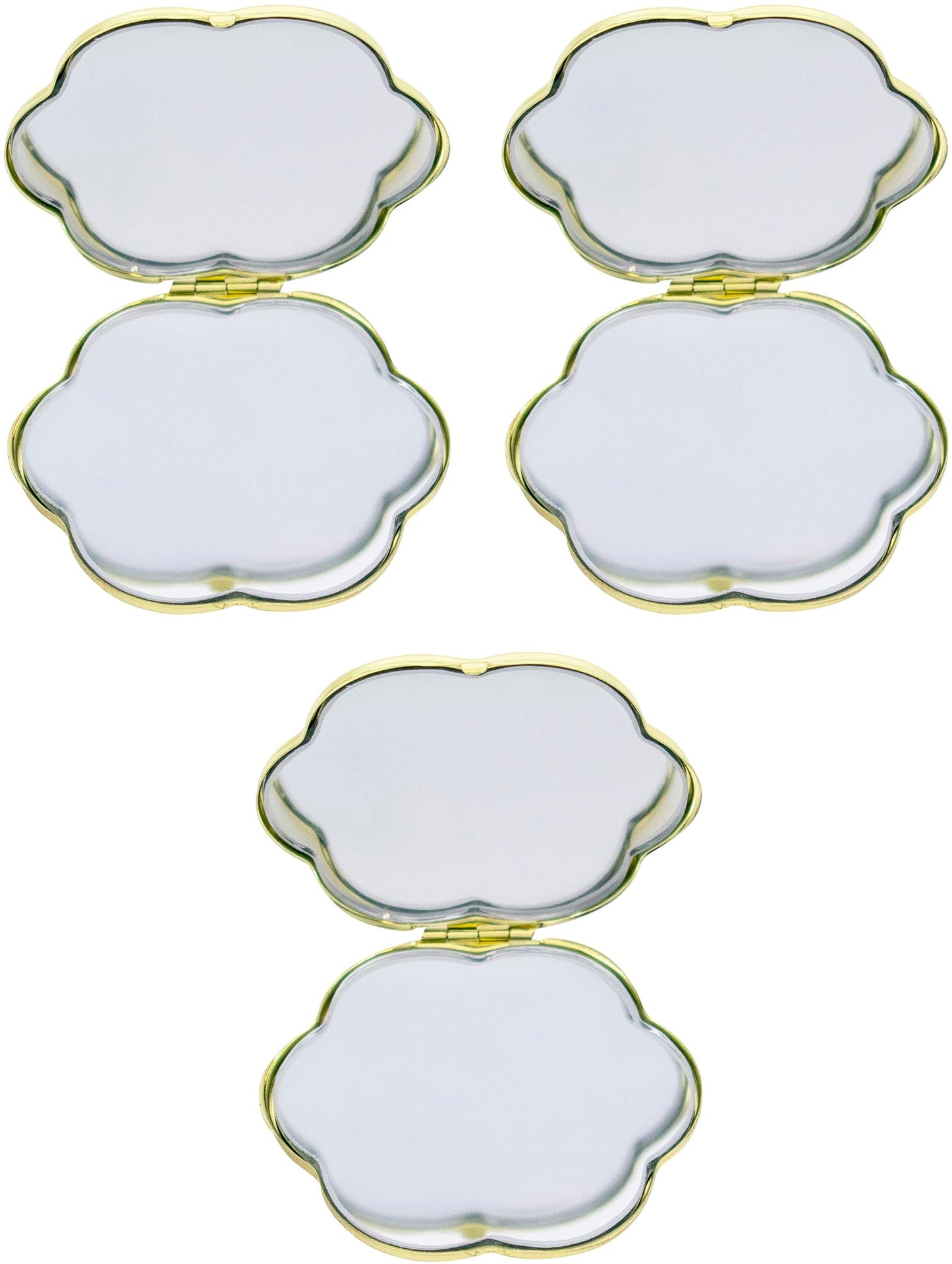 Stephanie Imports Set of 3 Double Sided Magnifying Compact Mirrors (Gold, Rounded Hexagon)