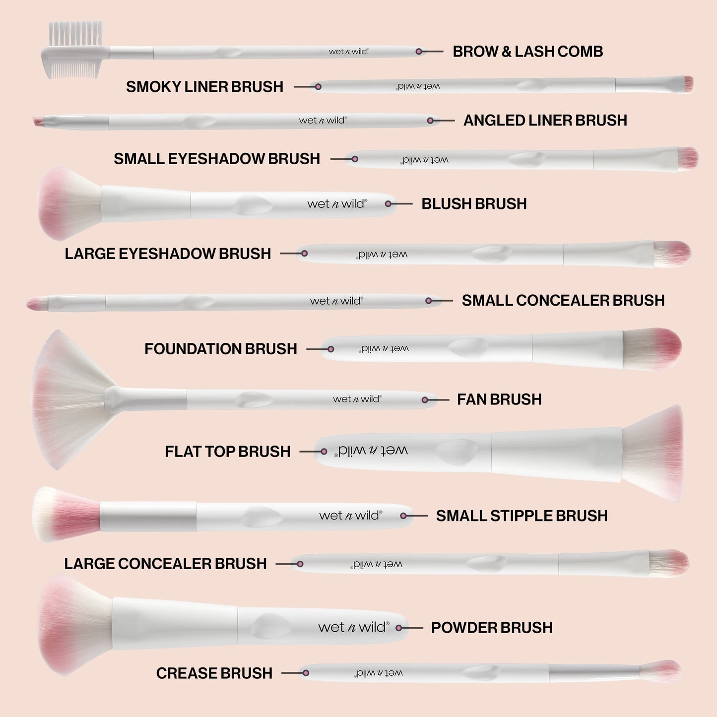 wet n wild Eyebrow and Liner Brush, Dual-Ended Precision, Angled for Definition, Ergonomic Handle for Comfortable Precision Control, Cruelty-Free