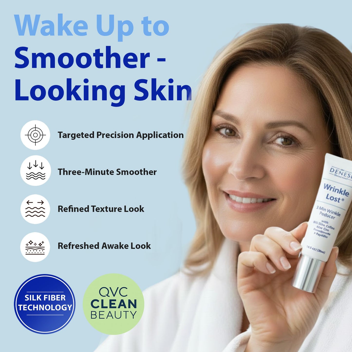 Dr. Denese Wrinkle Lost Line Reducer 1 oz - Hydrating Serum with Silk Protein Fiber Technology for a Smoother Appearance - Lightweight Daily Formula