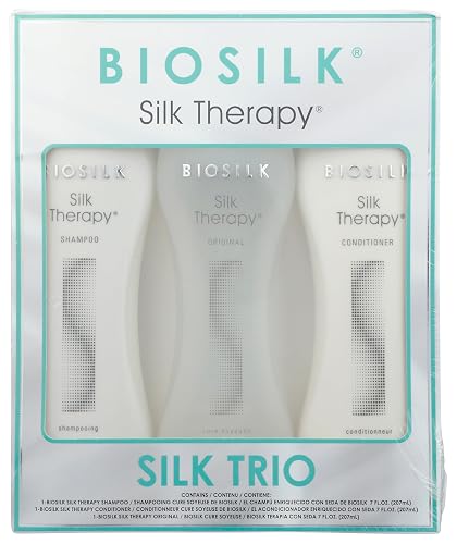 Biosilk Silk Therapy Trio Unisex Shampoo, Conditioner, and Original Treatment 7 oz 3 Pc