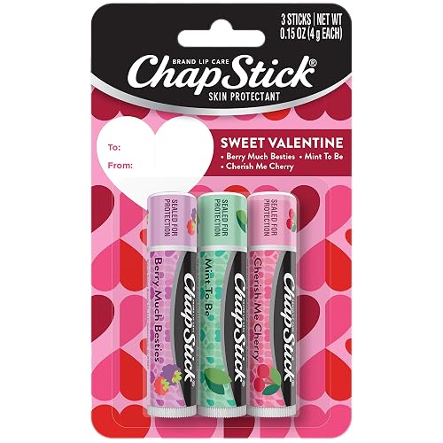 ChapStick Sweet Valentine Gift Lip Balm, Hydrating & Moisturizing Lip Care For Dry, Chapped Lips, Limited Edition Flavors, 3 Pack Variety, 0.15 OZ EA