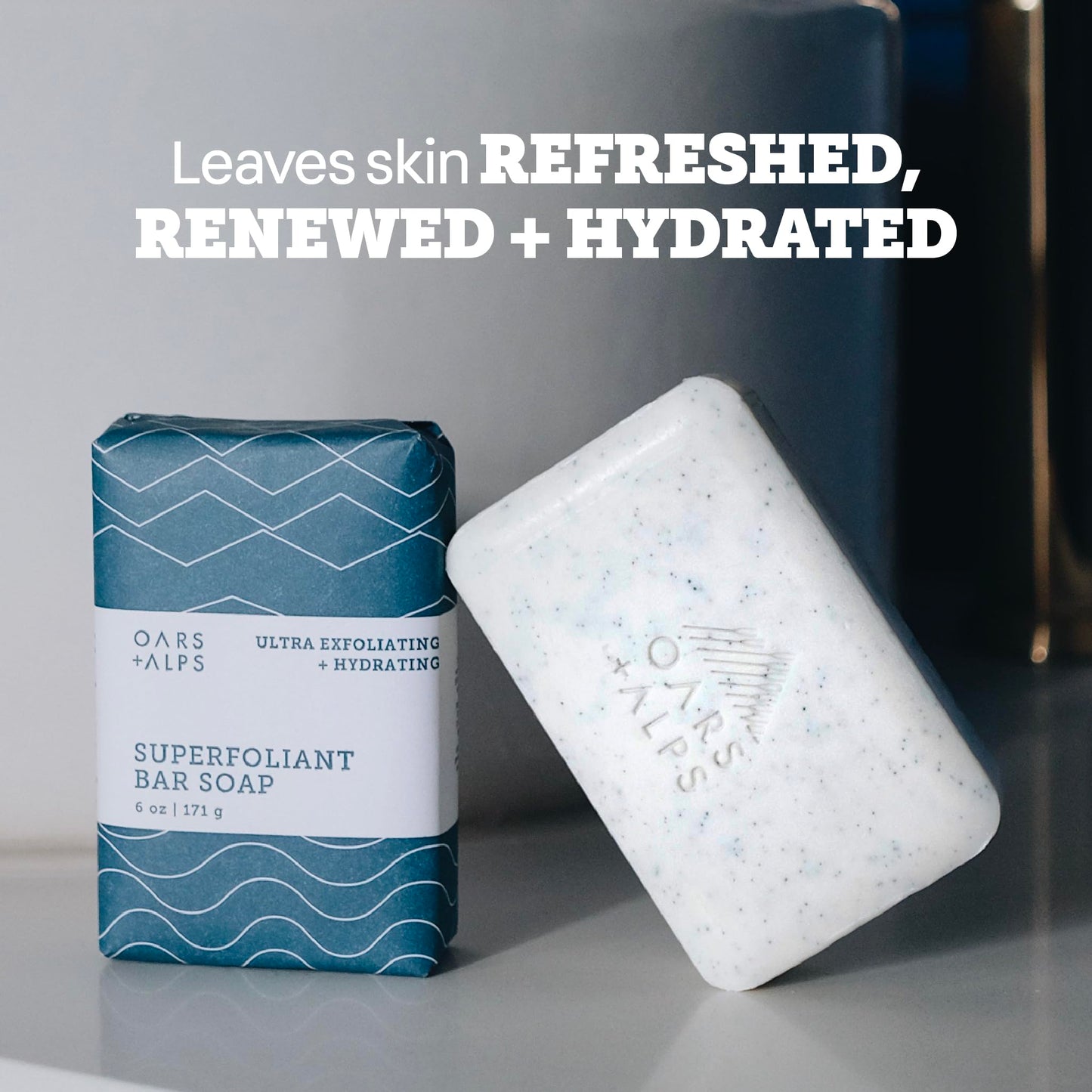 Oars + Alps Superfoliant Exfoliating Men's Bar Soap, Dermatologist Tested and Made with Clean Ingredients, Travel Size, 6 Pack, 6 Oz Each