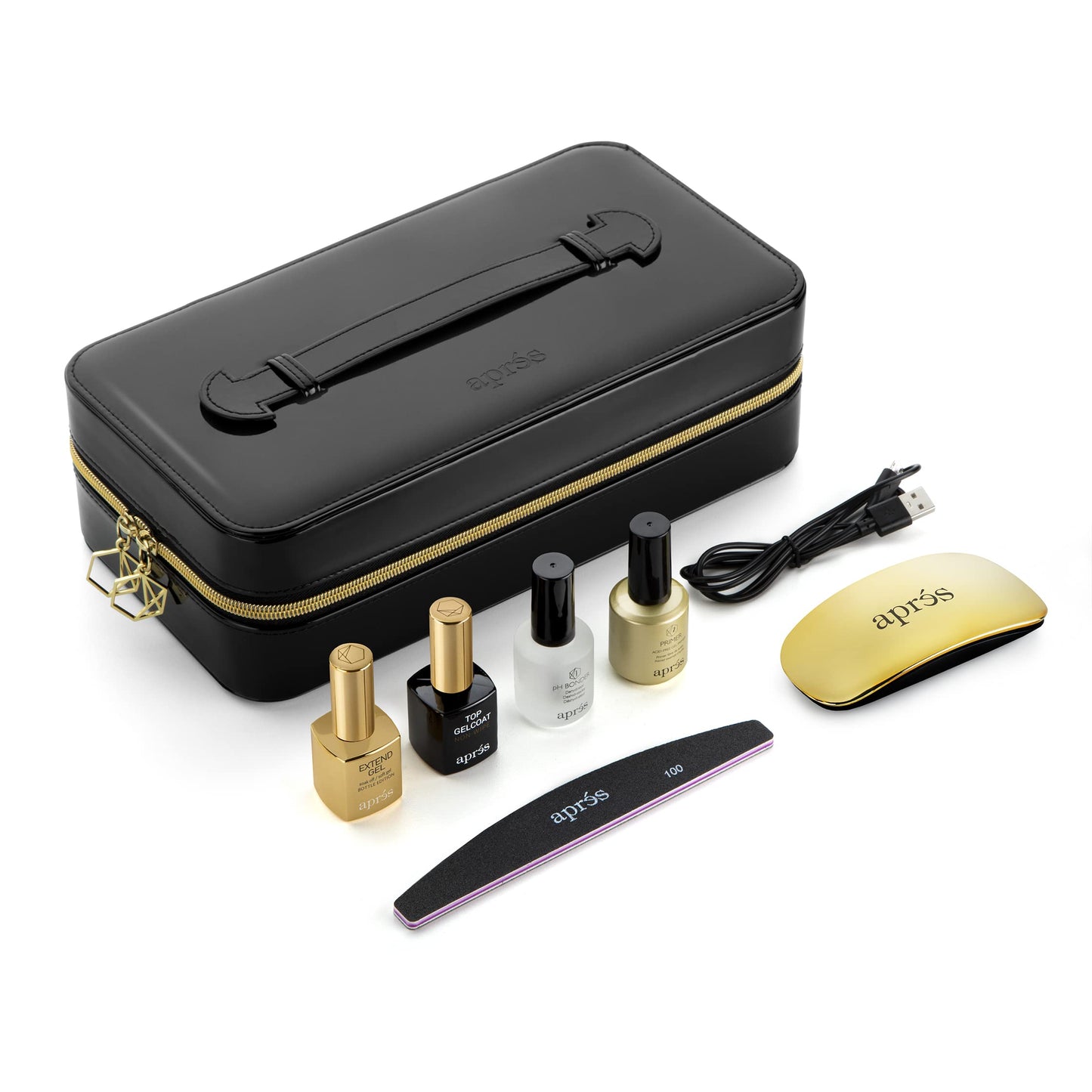 Apres Nail Gel-X Nail Extension Kit & Natural Round Short Box of Tips | Bundle Set | 500 Gel-X Tips | Premium Quality | 10 Sizes 0-9 | No Size 00