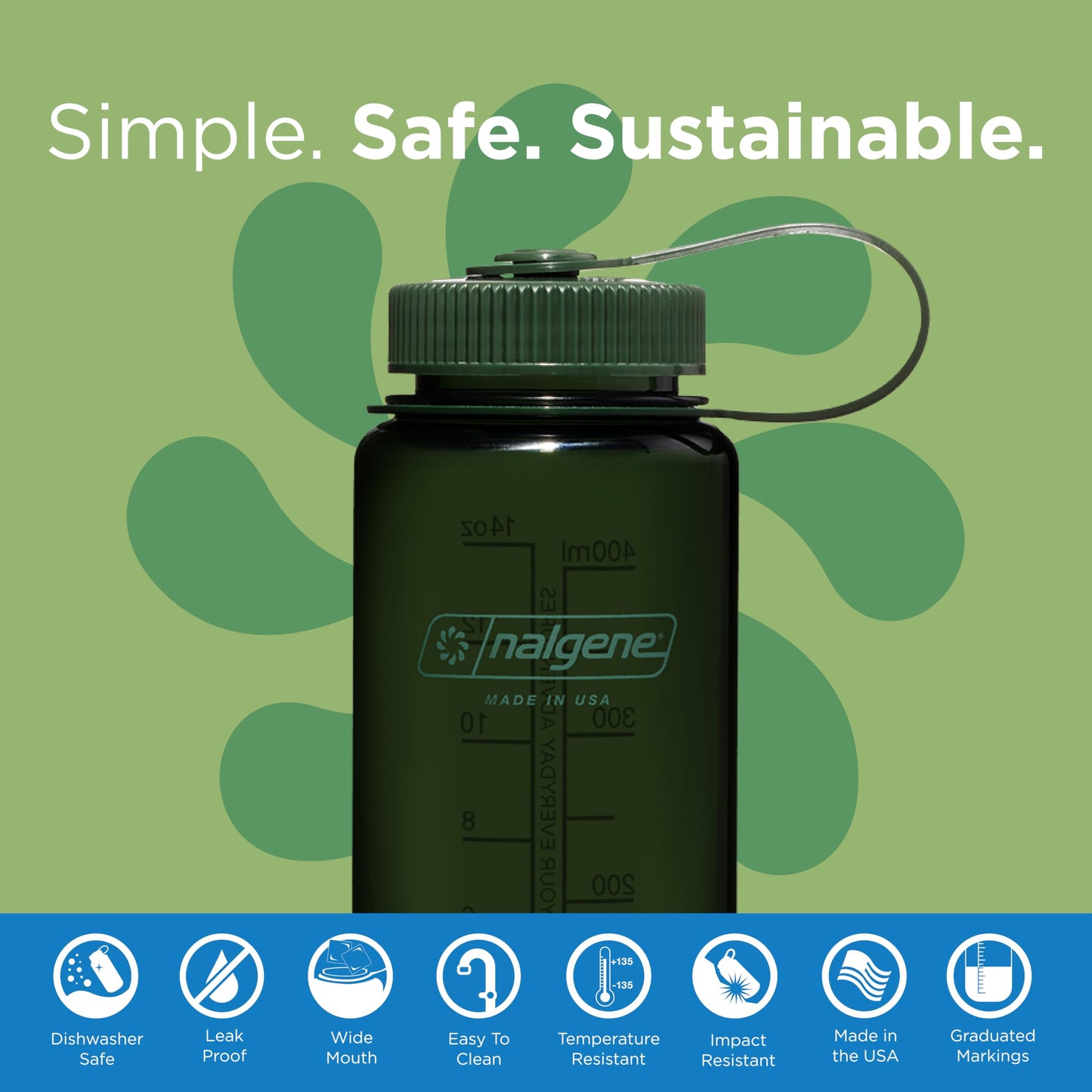 Nalgene Sustain Tritan BPA-Free Water Bottle Made with Material Derived from 50% Plastic Waste (using ISCC certified mass balance), 16 OZ, Wide…