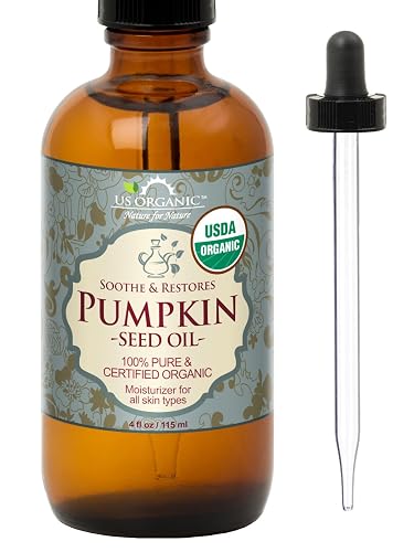 US Organic Pumpkin Seed Oil, USDA Certified Organic,100% Pure & Natural, Cold Pressed Virgin, Unrefined in Amber Glass Bottle w/Glass Eyedropper