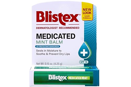 Blistex Medicated Mint Lip Balm, 0.15 Ounce (Pack of 24) - Prevent Dryness & Chapping, SPF 15 Sun Protection, Seals in Moisture, Hydrating Lip Balm