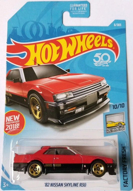 Hot Wheels 2018 50th Anniversary Factory Fresh '82 Nissan Skyline R30 6/365, Red
