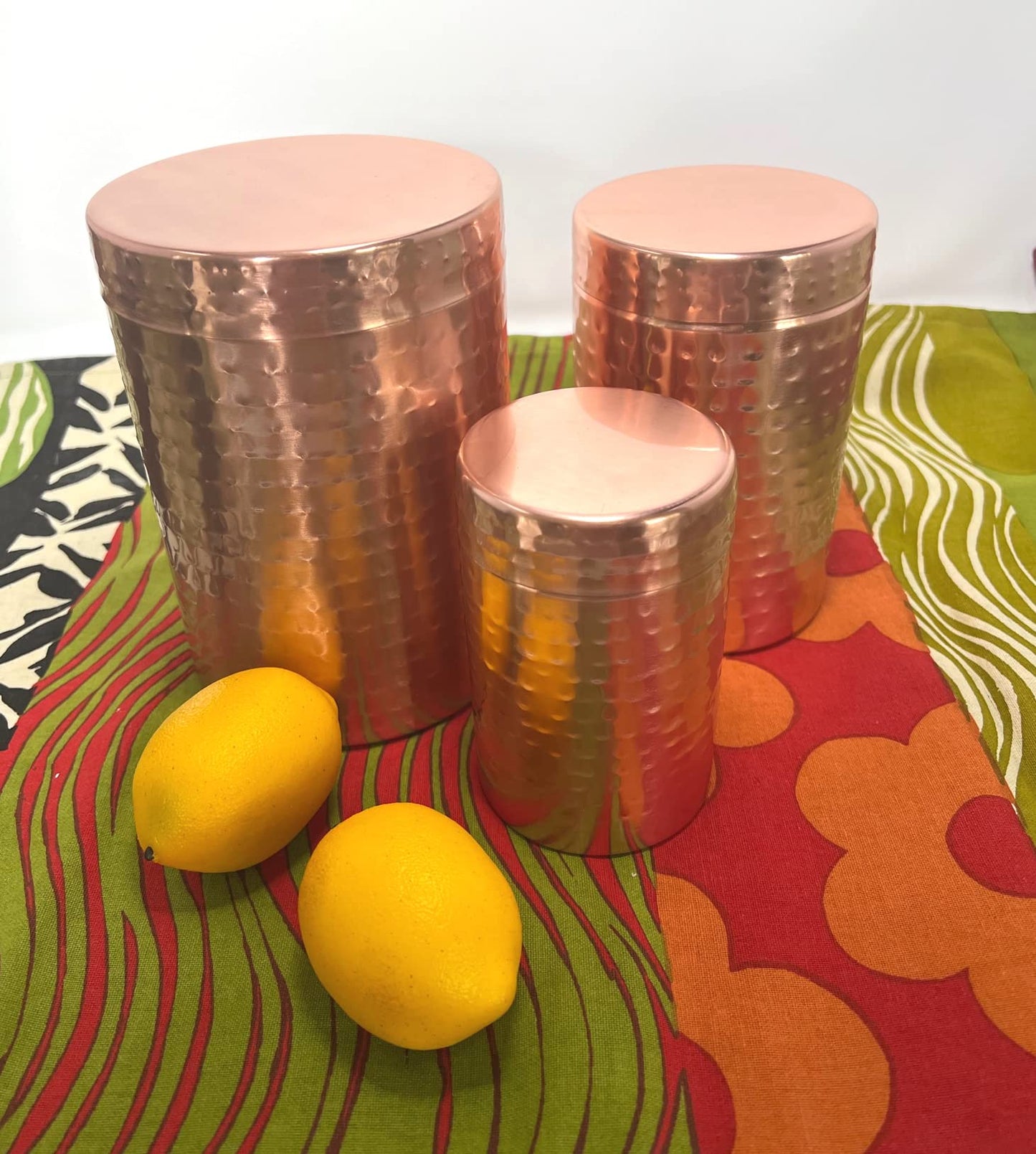 Old Dutch International Hammered Copper Plated 3 pc Canister Set (21791HC)