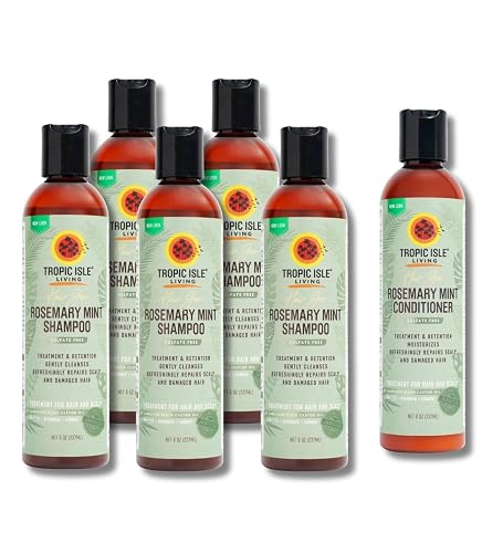 Tropic Isle Living 5x Hair Gro Rosemary Mint Shampoo 8oz and Conditioner 8 oz Gently Cleanses, Repairs & Nourishes with Mint, Aloe Vera & Shea Oil