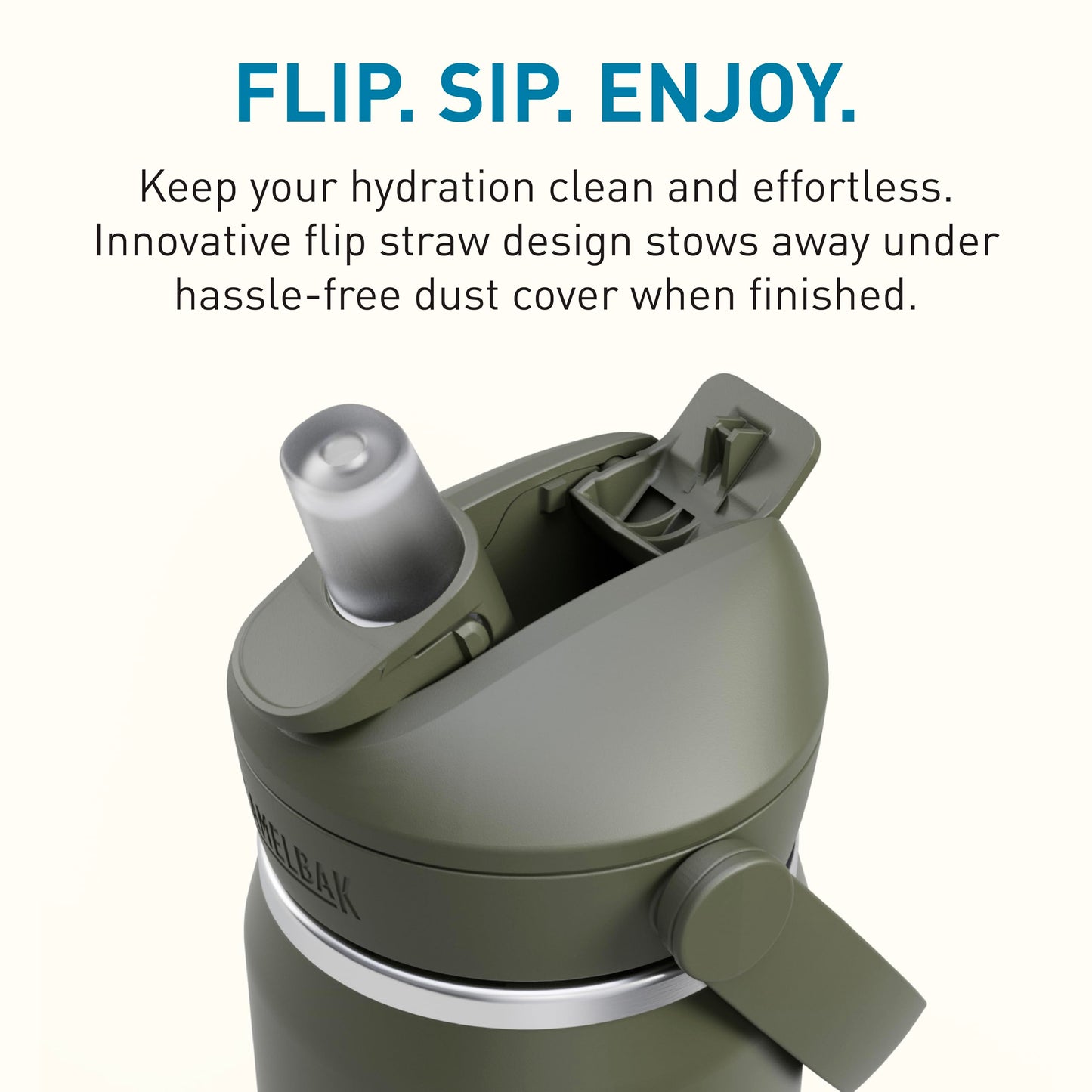 CamelBak Thrive Flip Straw Insulated Stainless Steel Water Bottle Moss, 20oz