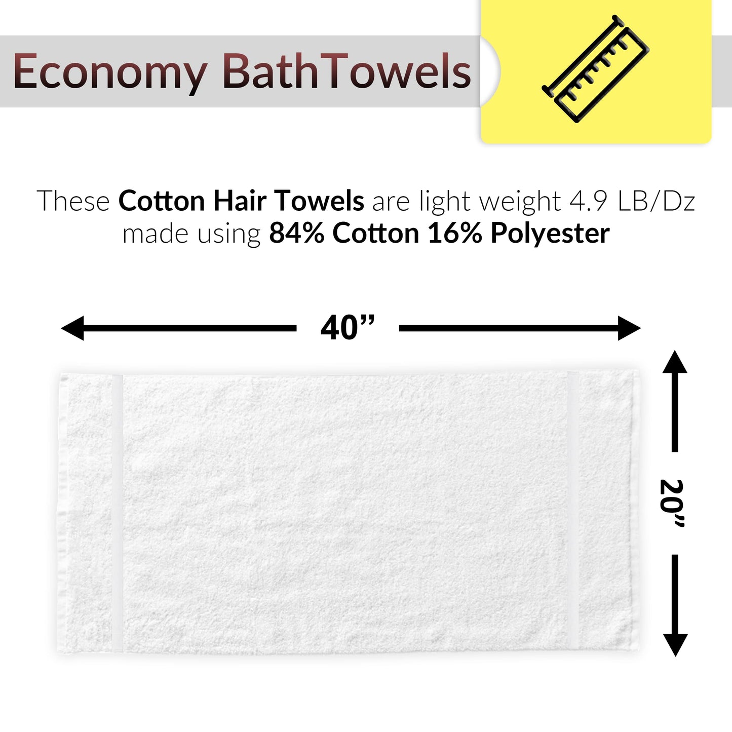 GOLD TEXTILES 36 Pack White Small Bath Towels 20x40 Inches - Cotton Blend Economy Cheap Bulk Bath Towels for Commercial Uses, Gym, Salon, Spa & Hair…