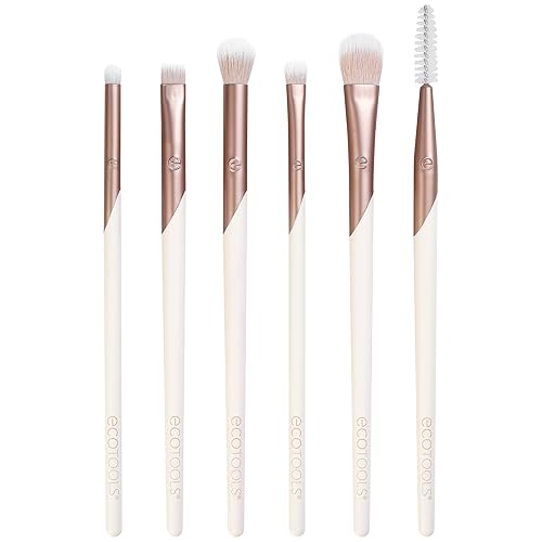 EcoTools Luxe Exquisite Eye Makeup Brush Kit, For Eyeshadow, Eyeliner, & Brow Makeup, Professional Eye Brush Set, Eco-Friendly Makeup Tools, Synthetic