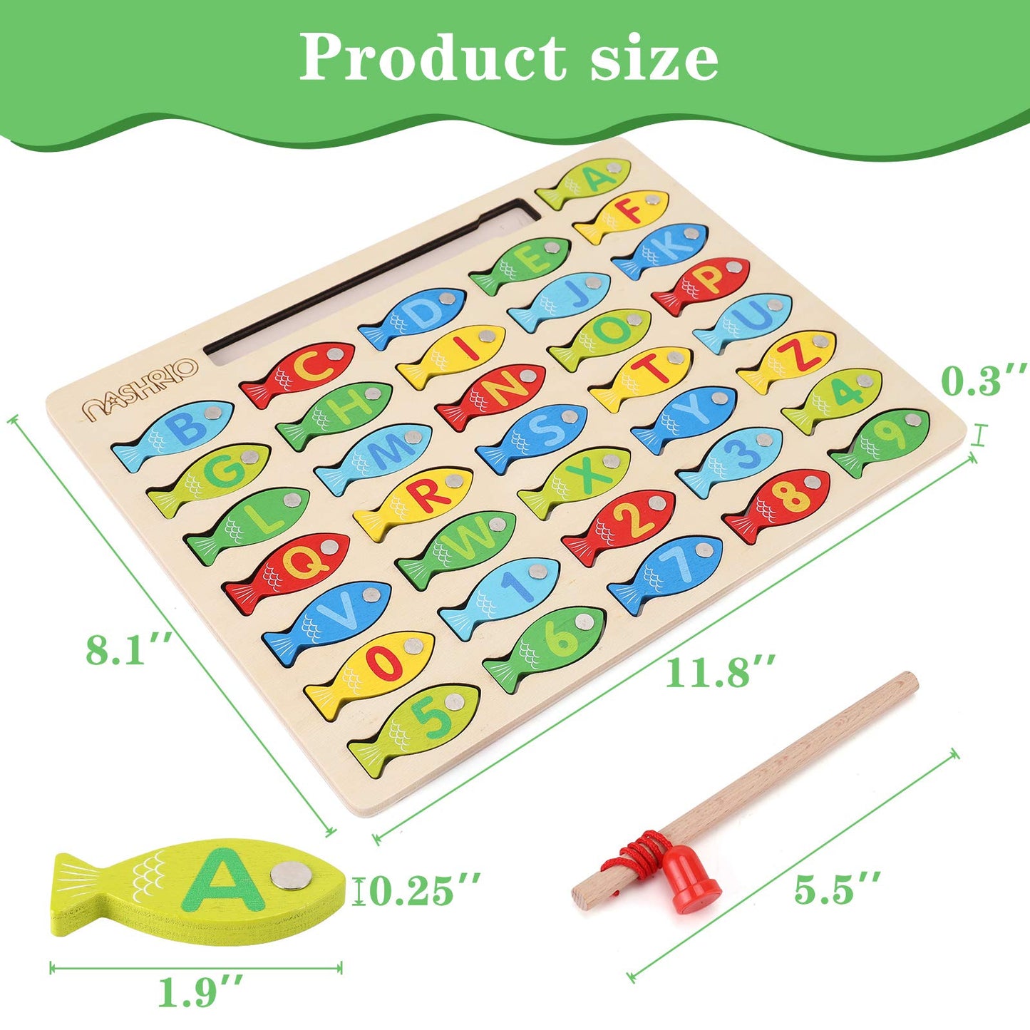 Magnetic Wooden Fishing Game for Toddlers – Alphabet & Number Catching Puzzle, Preschool Learning ABC Math Educational Toy for Kids Ages 3-5