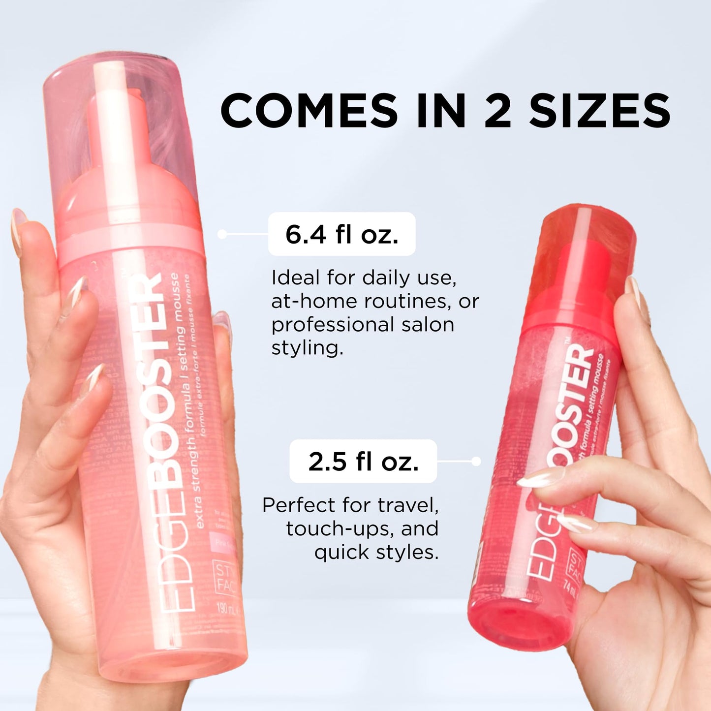 Style Factor EDGE BOOSTER Extra Strength Setting Mousse - Frizz Control, Extra Volume, and Conditioning - 6.4oz Ruby Mousse for Curly Hair