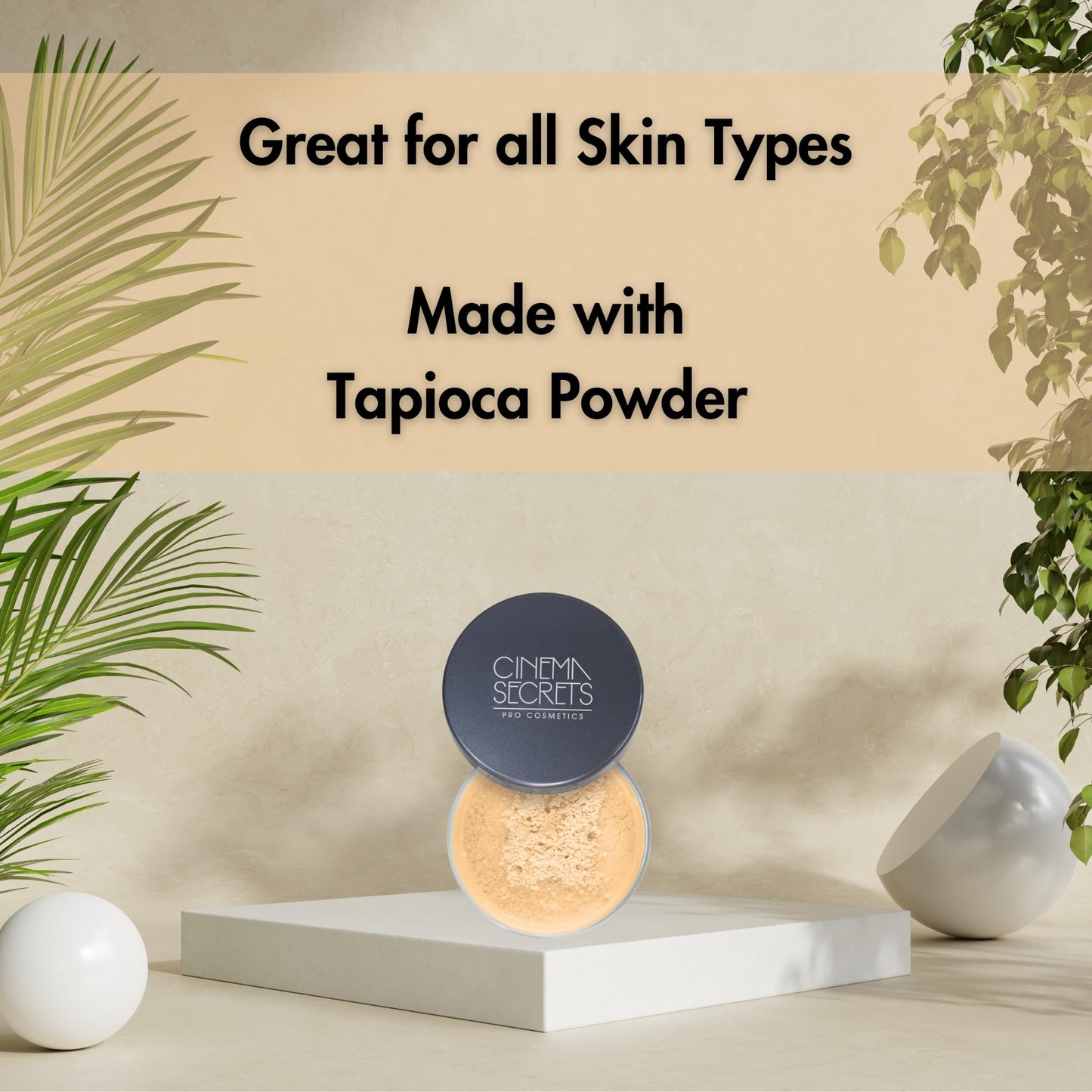Cinema Secrets Ultralucent Setting Powder- Soft Custard. Talc-Free Loose Mineral Powder for All Skin Types, Oil Control, Shine-Free Finish
