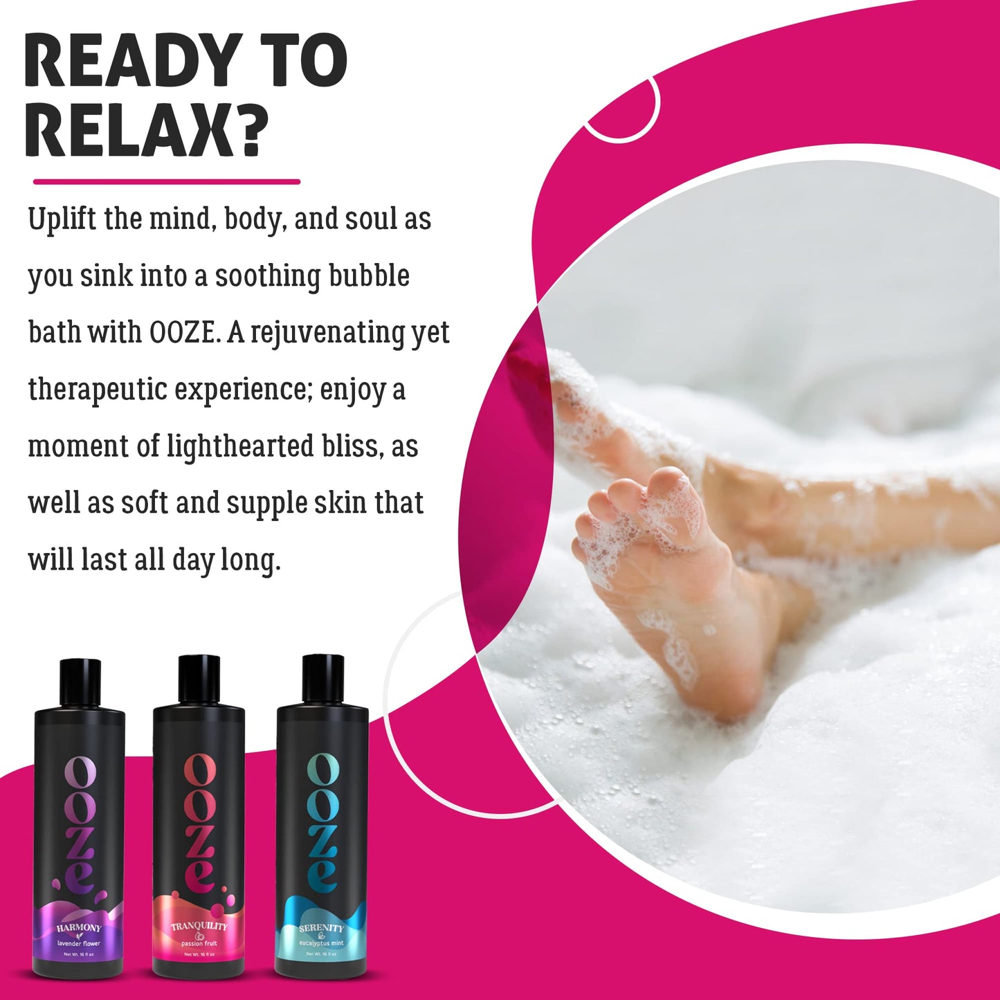 OOZE Eucalyptus Mint Bubble Bath (473ml) - Bubble Bath for Women Relaxing, Clean, Crisp & Refreshing - Self-Care & Wellness - Zero Parabens Beauty and Personal Care OOZE Bath