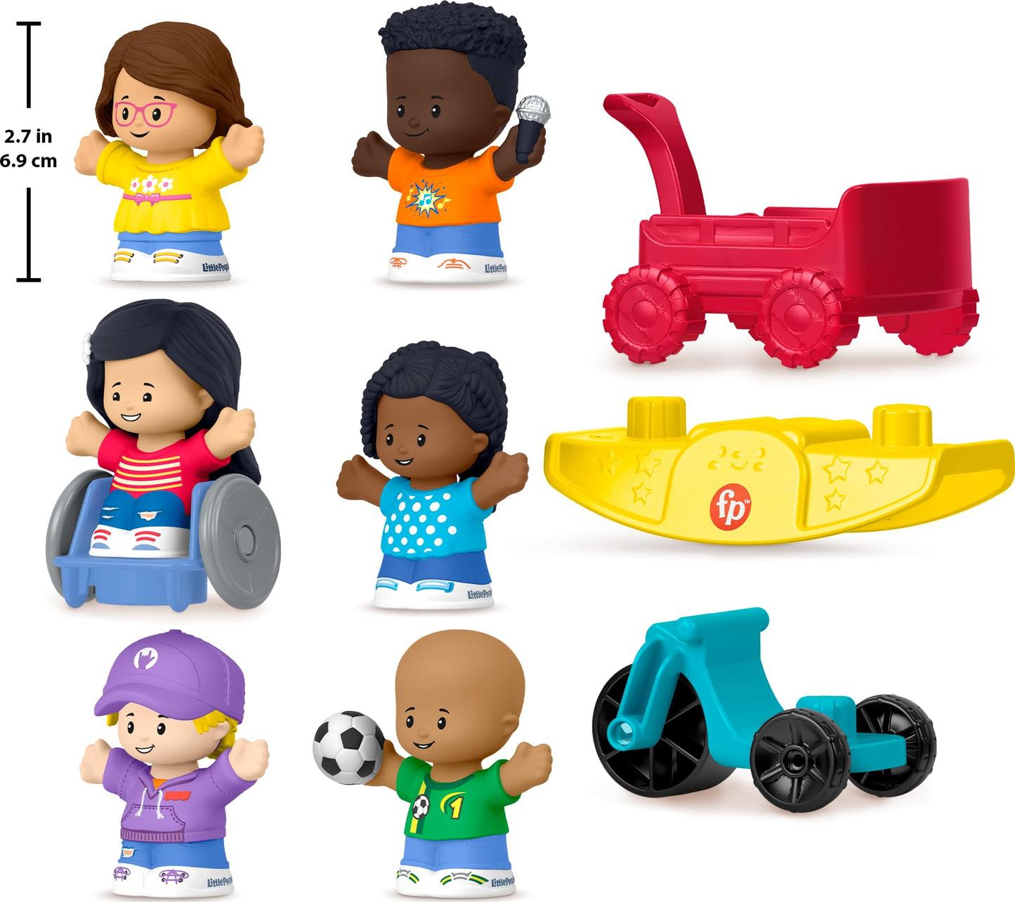 Fisher-Price Little People Toddler Toys Play for All Figure and Accessory Pack 9-Piece Set for Pretend Play Ages 1+ Years