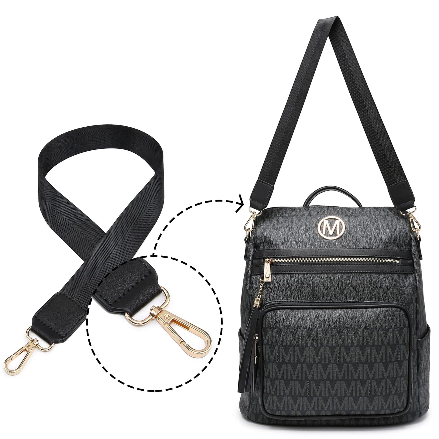 Women Fashion Backpack Purse Convertible Large Rucksack Versatile Travel Shoulder Bags Handbag Set with Tassel