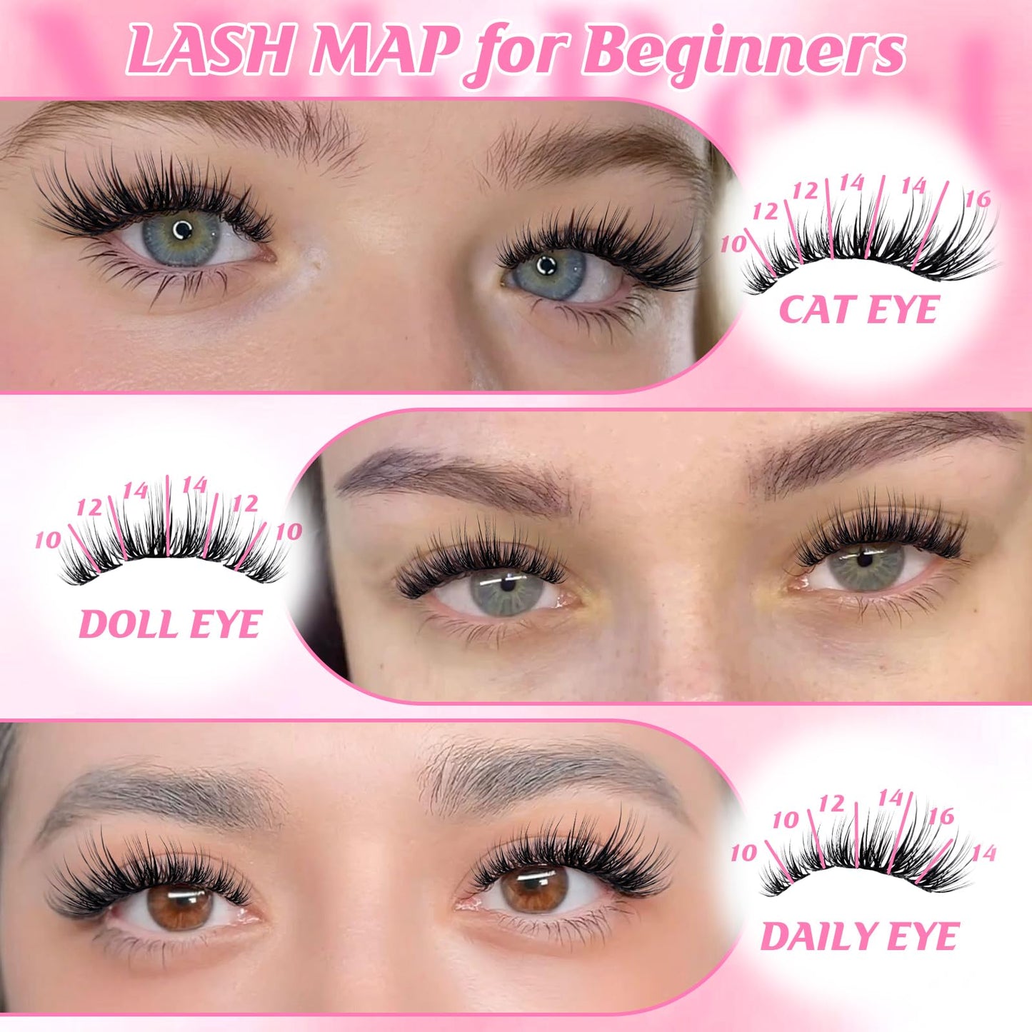 MilyBest Manga Lash Clusters, Natural Wispy Eyelash Clusters, C Curl DIY Cluster Eyelash Extensions, 240Pcs Individual Cluster Lashes Spikes, 10-16mm Beauty and Personal Care MilyBest