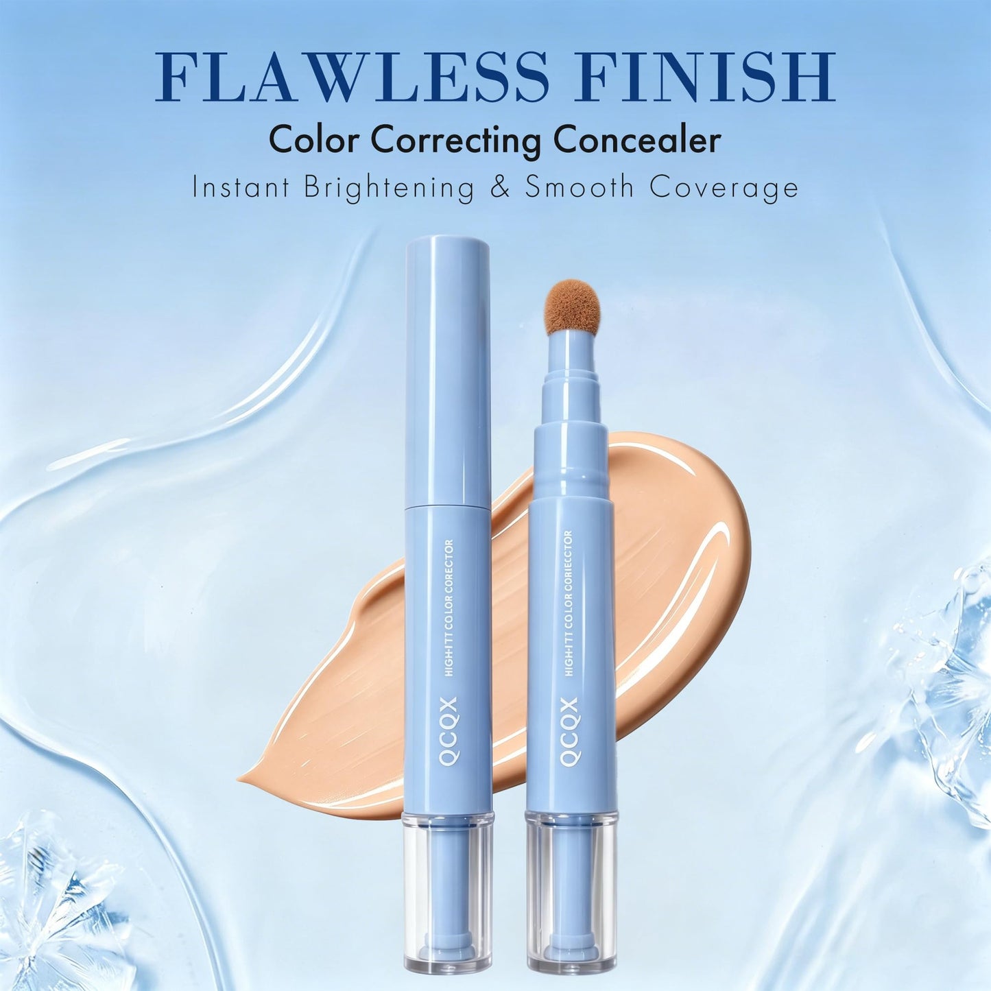 QCQX Dual-effect Concealer Pen & Foundation Eye Concealer - 24-Hour Long-LastingFull Coverage Matte Finish.Healthy Skin Glow Perfector Concealer Pen