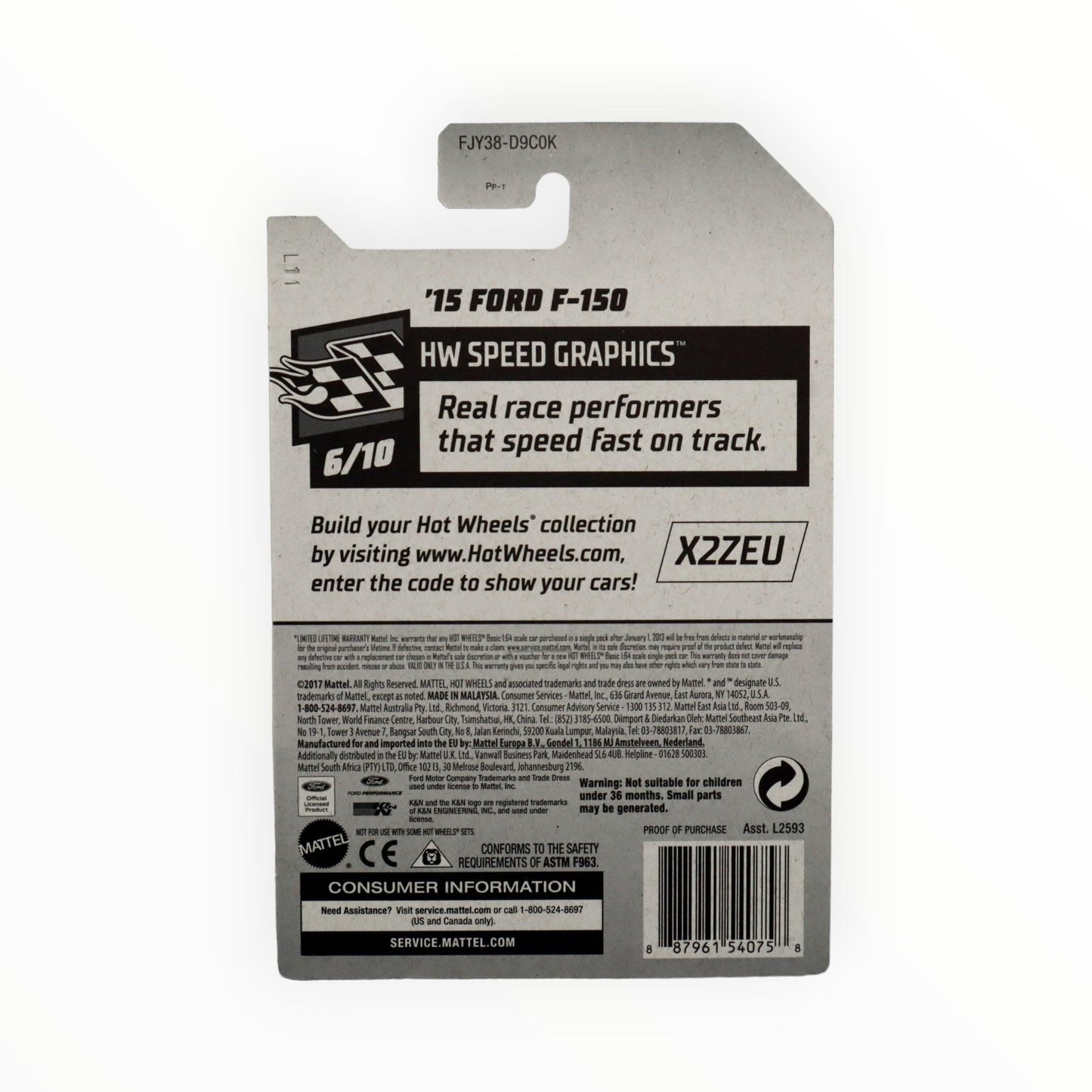 Hot Wheels 2018 50th Anniversary HW Speed Graphics '15 Ford F-150 203/365, White