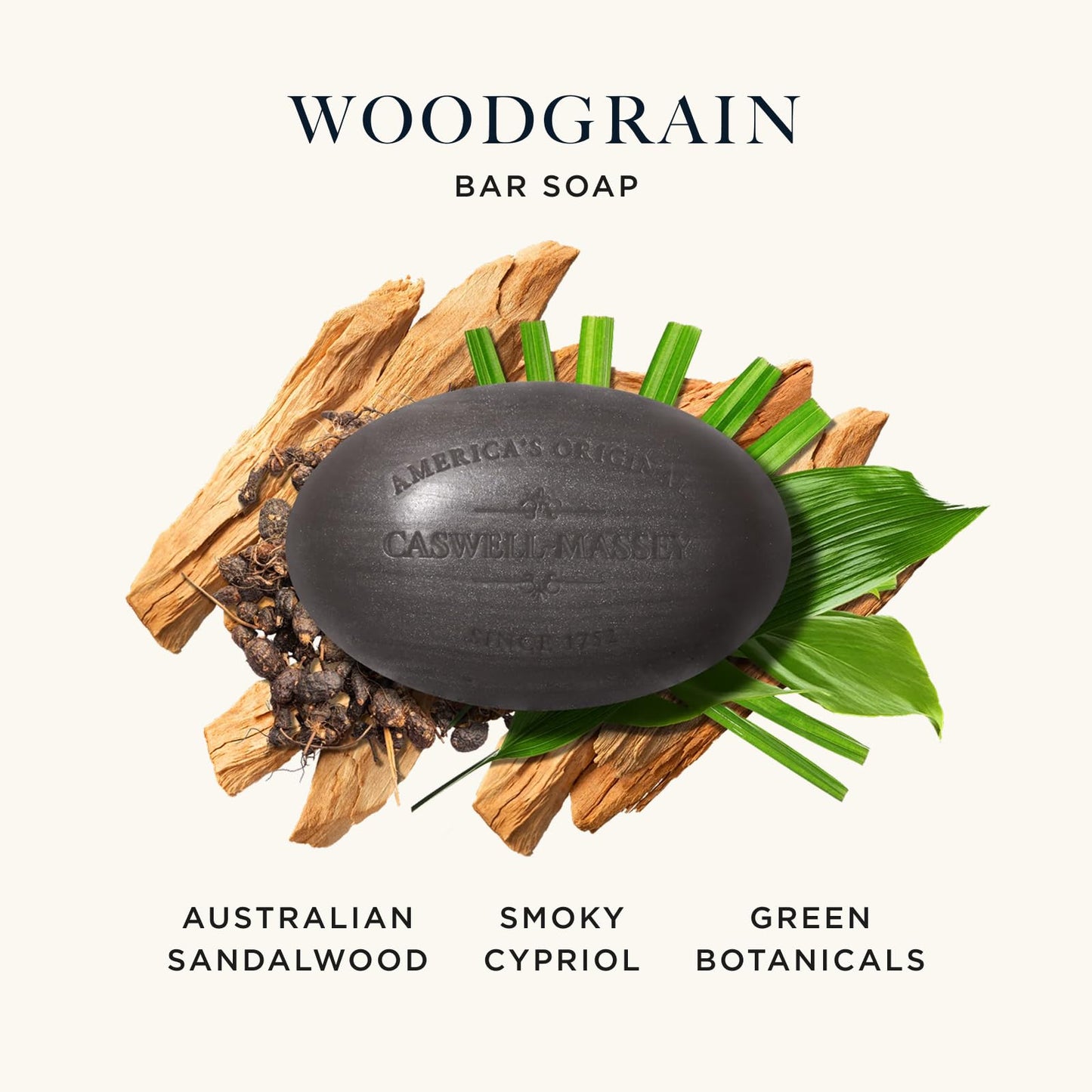Caswell-Massey Natural Bar Soap Gift Set - Sandalwood - Triple-Milled Moisturizing Body Soap Bars for Men & Women, Plant-Based Formula with Essential