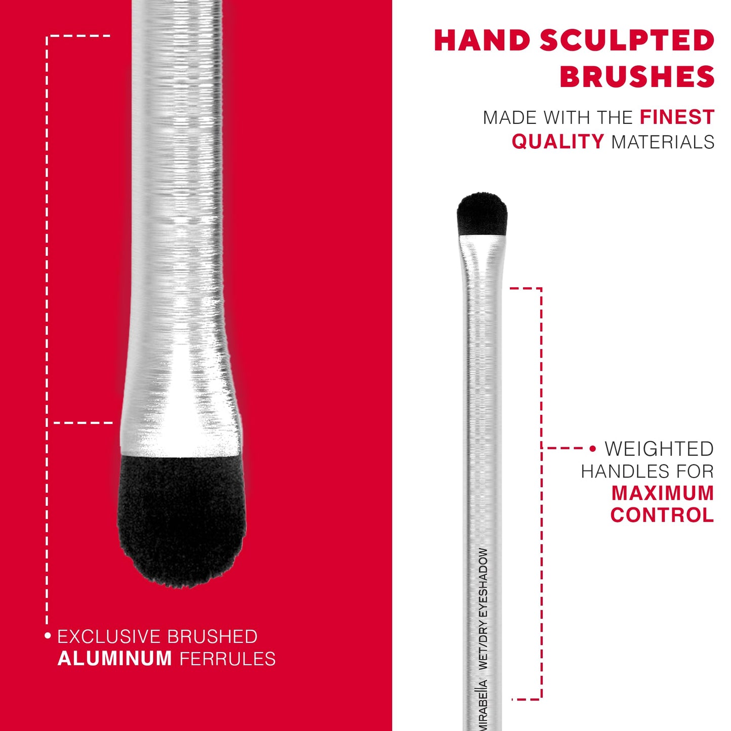 Mirabella Wet & Dry Eyeshadow Brush, Premium Professional Makeup Brush Collection, Cruelty-Free Synthetic Bristle Brush, Hand-Sculpted Brushed