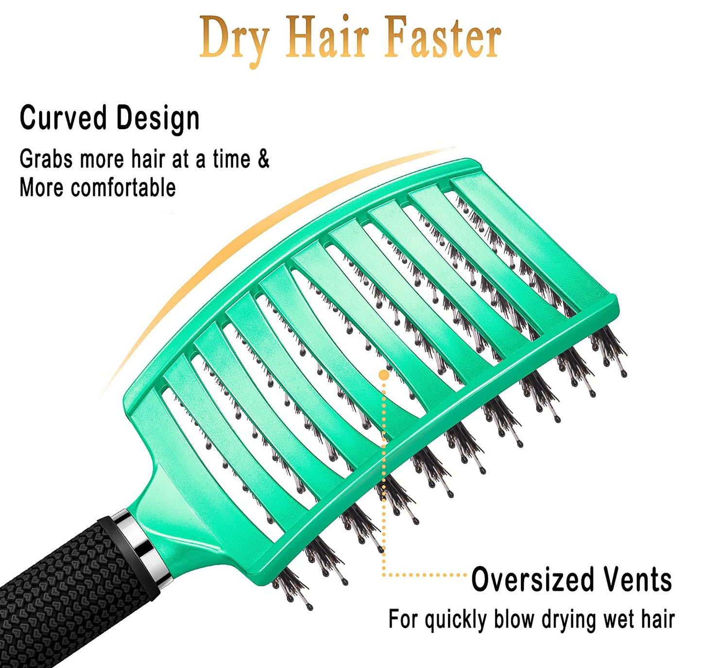KTKUDY Detangling Brush Getting Knots Out without Pain - Boar Bristles HairBrush Make Hair Shiny & Healthier Vented Detangler Brush for Women Men Kids