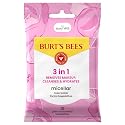 Burt’s Bees Micellar Rose Water Facial Towelettes, 100% Plant Based Cloth; 99% Natural Origin; Remove Makeup, Cleanse, Hydrate; No Greasy, Oily