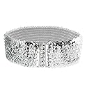 Allegra K Woman Sequin Detail 7cm Wide Textured Strentchy Waist Cinch Belt Waistbelt Silver Tone One Size