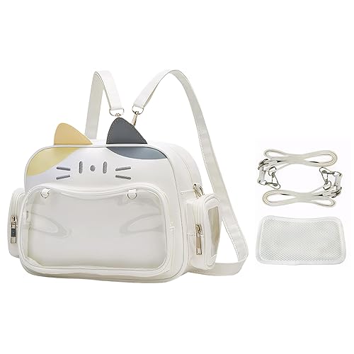 Kawaii Ita Bag Cat Backpack Y2k Girl Japanese School Bag Anime Shoulder Crossbody with Pin Display (Yellow)