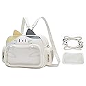 Kawaii Ita Bag Cat Backpack Y2k Girl Japanese School Bag Anime Shoulder Crossbody with Pin Display (Yellow)