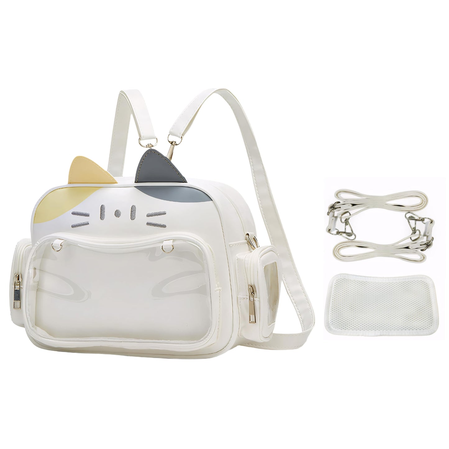 Kawaii Ita Bag Cat Backpack Y2k Girl Japanese School Bag Anime Shoulder Crossbody with Pin Display (Yellow)