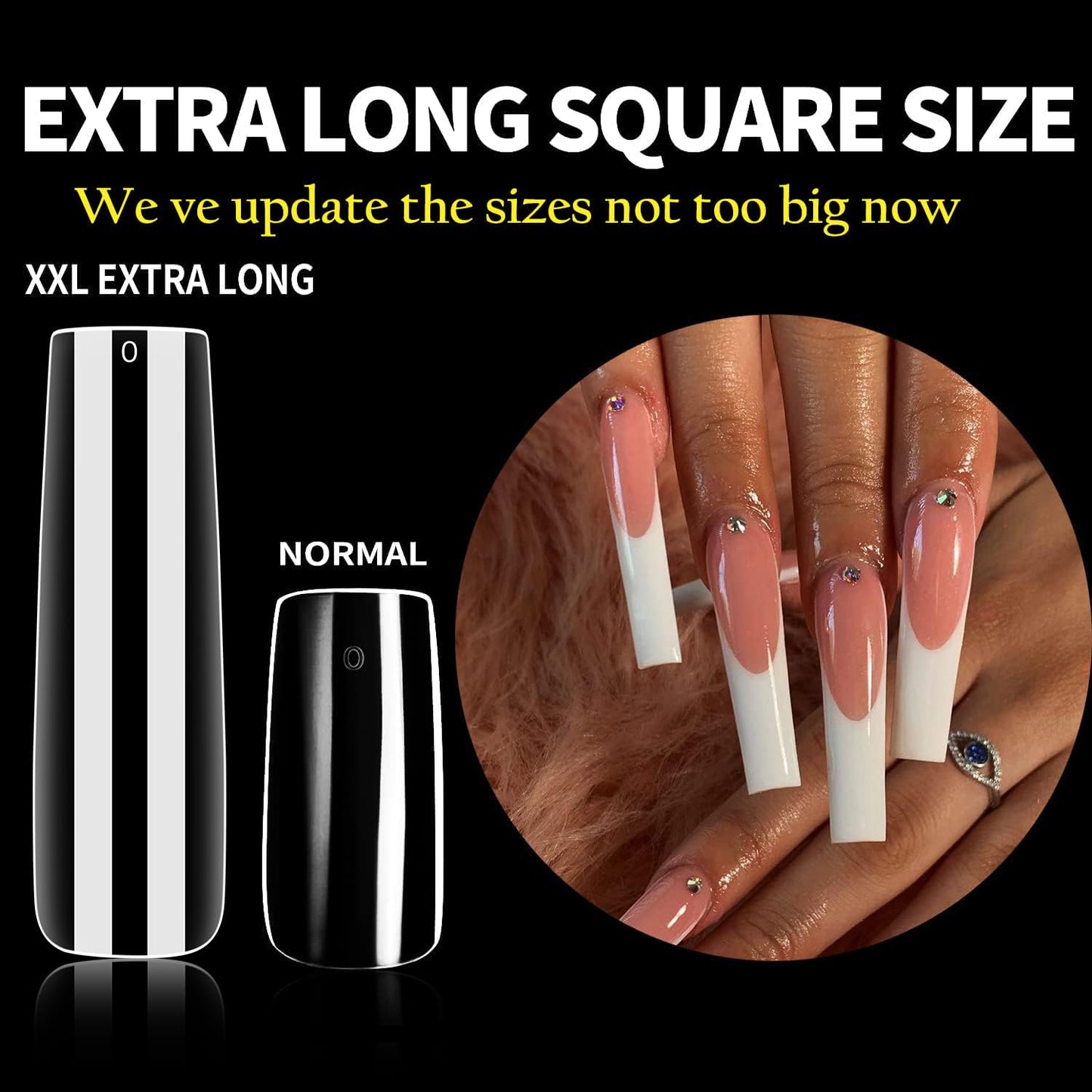 UNA GELLA Nail Tips Square Fake Gel Nails Tips 120 PCS No C Curve XXL Extra Long Full Cover Square Straight Curved Tapered Acrylic Nails for Press on Beauty and Personal Care UNA GELLA