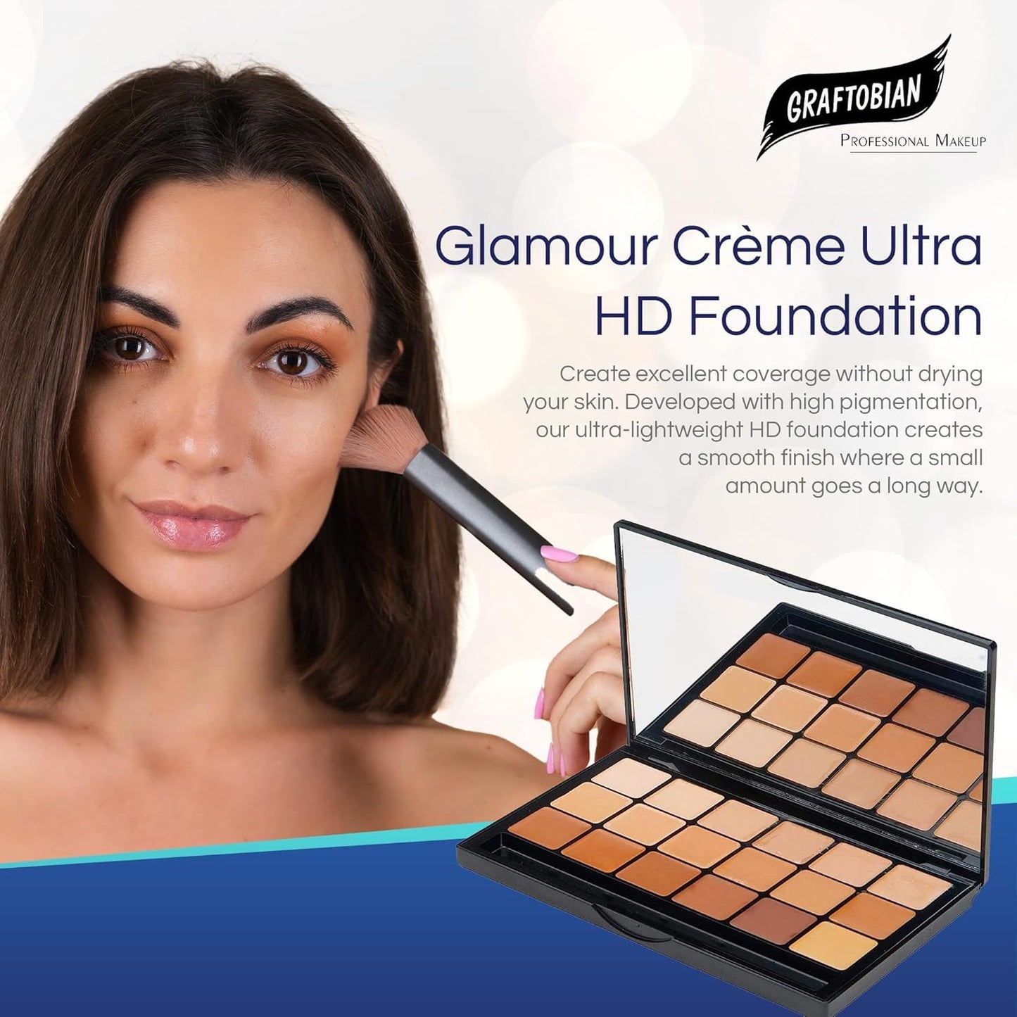Graftobian Glamour Crème Ultra HD Foundation Super Palettes - Foundation Palette, Contour Makeup, Foundation for Professional Makeup Kit, Face Makeup