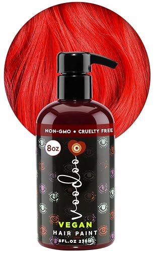 MOEHAIR Semi-Permanent Hair Color | Temporary Red Hair Dye 8 Oz | No Ammonia, Sulfate or Paraben | Intermixable & Vegan | Voodoo Fire Engine Bright