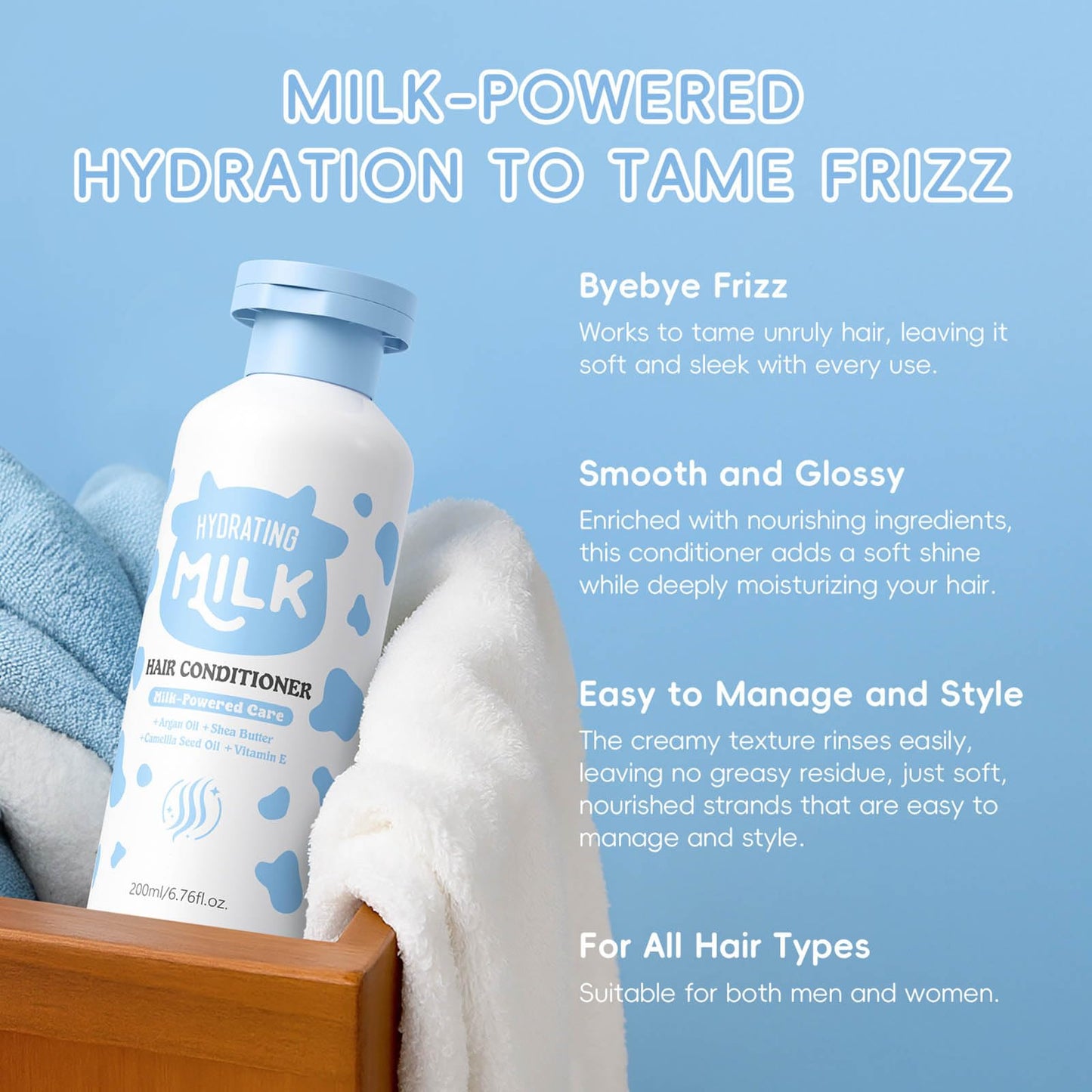 Nourishing Milk Shampoo Conditioner Set, Cleans, Removes Dandruff, Thickening, Plumps and Softens, Everyday Nourishing Formulas, for Dry, Itchy Scalp