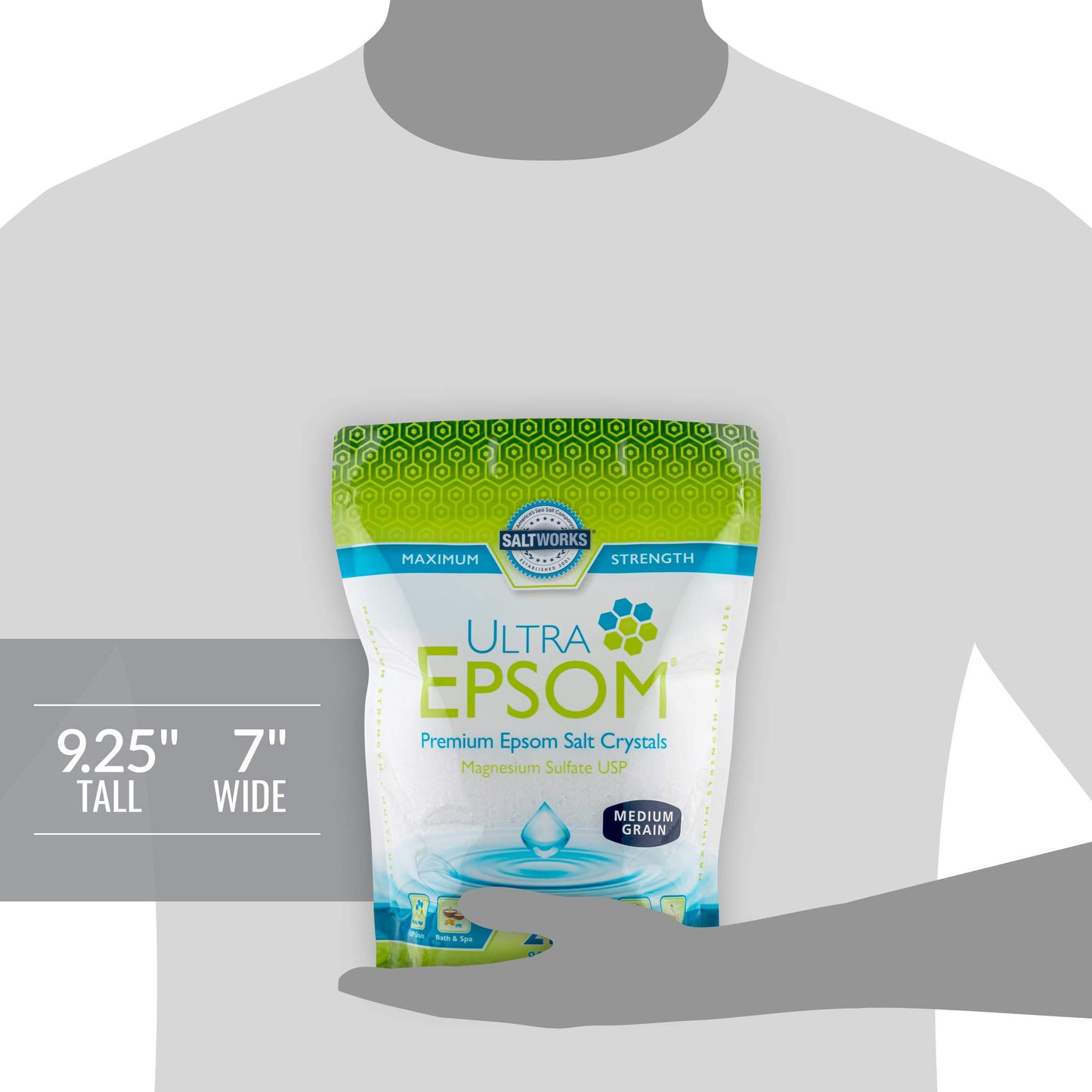 SaltWorks Ultra Epsom Premium Bath Salt, Medium Grain, 2 Pound Bag Beauty and Personal Care SaltWorks