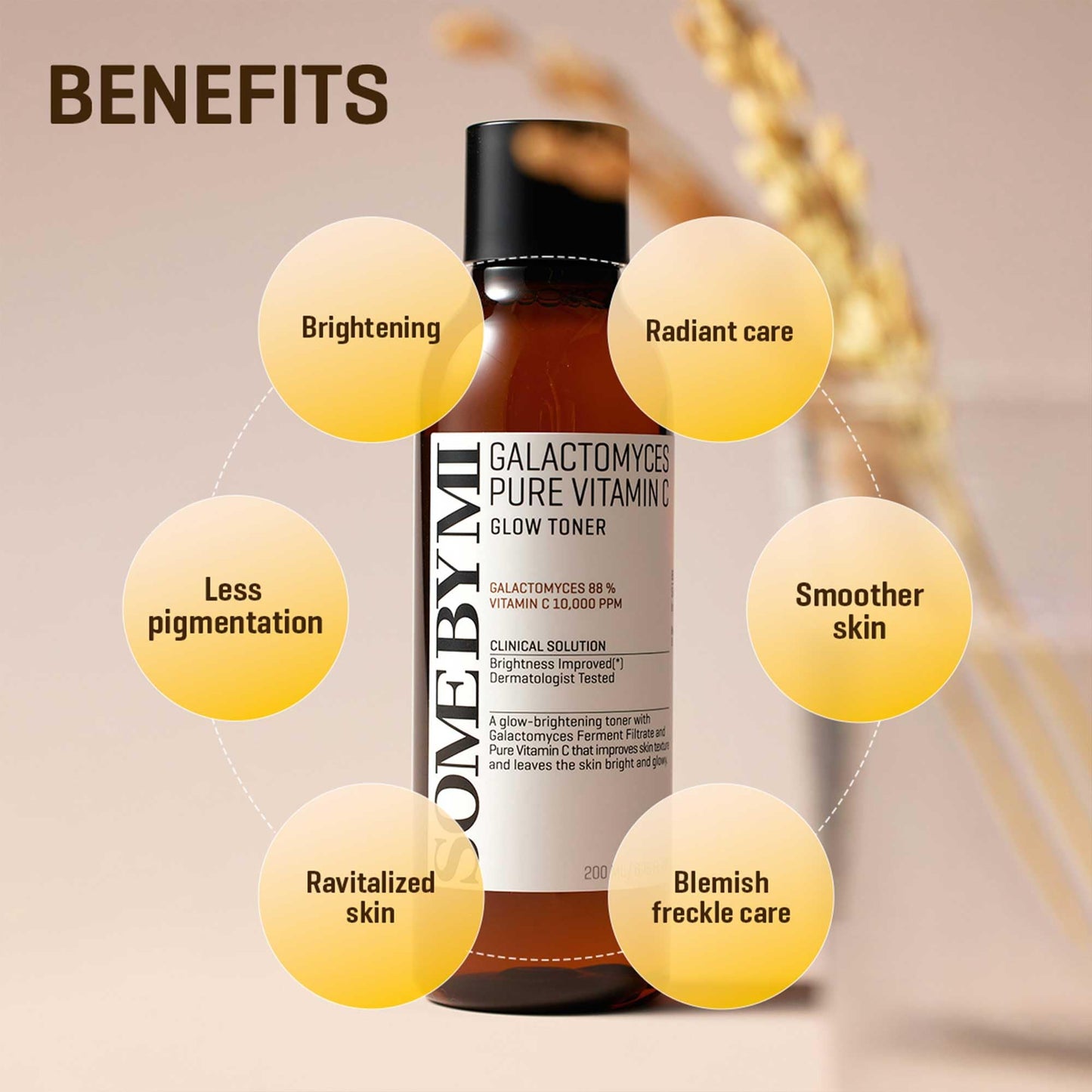 SOME BY MI Galactomyces Pure Vitamin C Glow Toner - 6.76Oz, 200ml - Korean Daily Vitamin C Face Toner for Skin Brightening - Glass Skin Routine