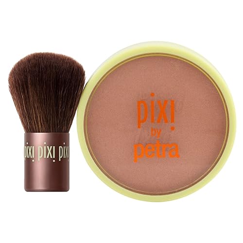 Pixi Beauty Bronzer + Kabuki | Hydrating, Silky Bronzing Powder with Included Brush | Perfectly Pigmented & Long-Wearing Bronzer | For Natural Warmth