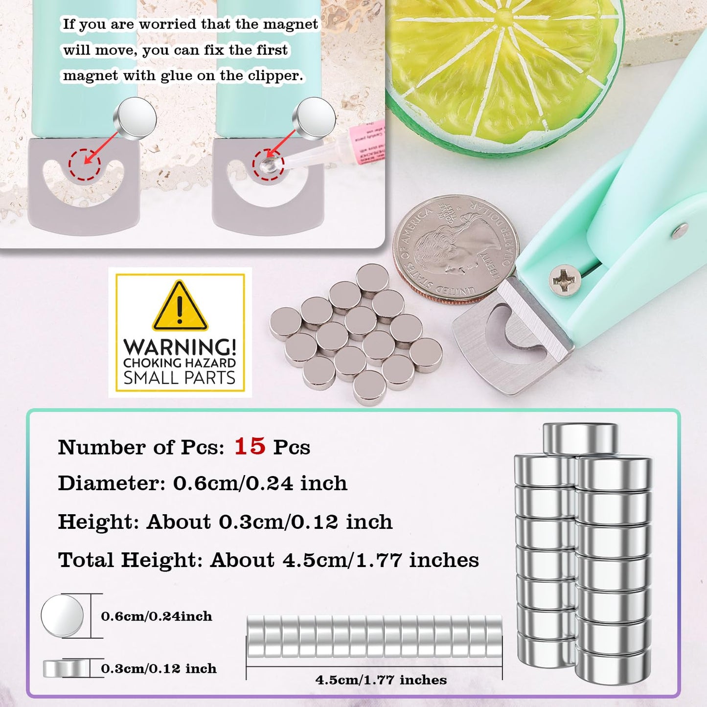 Green Adjustable Nail Clippers with Magnets Sizers for Acrylic Nails, Artificial Fake Nail False Nail Tip Cutter Trimmer Manicure Pedicure Sharp Blade