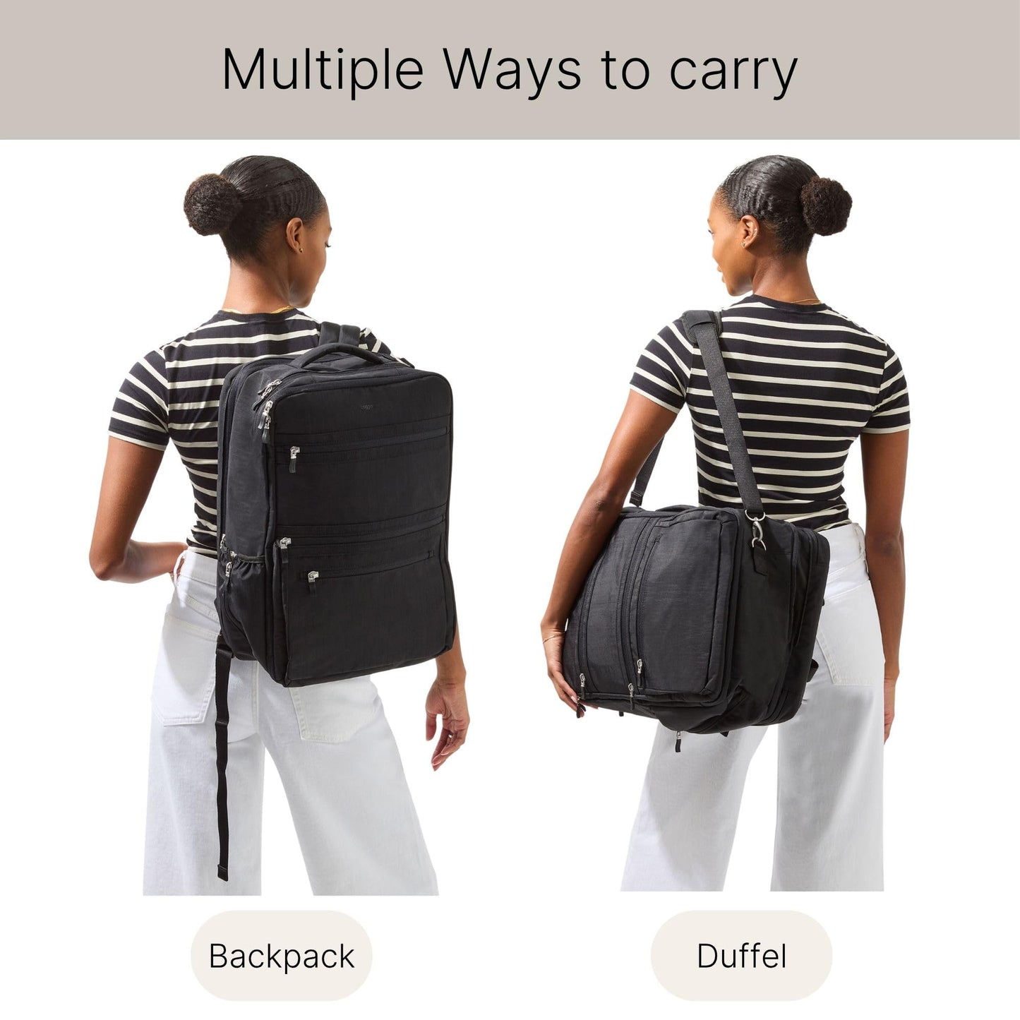 Baggallini Modern Convertible Travel Backpack - Lightweight 11.8"x17.7"x 8.5" Duffel Weekender w/Laptop Pocket