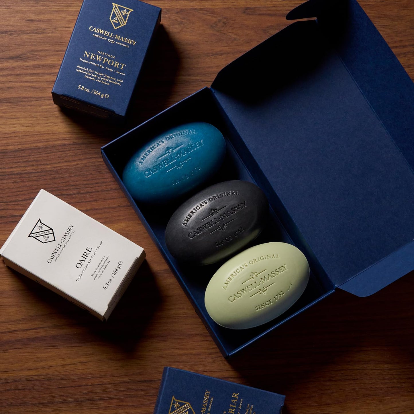 Caswell-Massey Men’s Bar Soap Gift Set - Newport, Oaire & Greenbriar - Moisturizing Triple-Milled Body Wash Bars for All Skin Types, Plant-Based