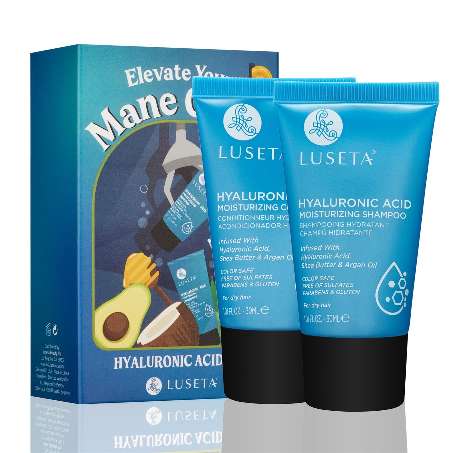 Luseta Hyaluronic Acid Moisturizing Shampoo & Conditioner Set for Dry and Damaged Hair, Sulfate Free Shampoo and Conditioner for Women Infused