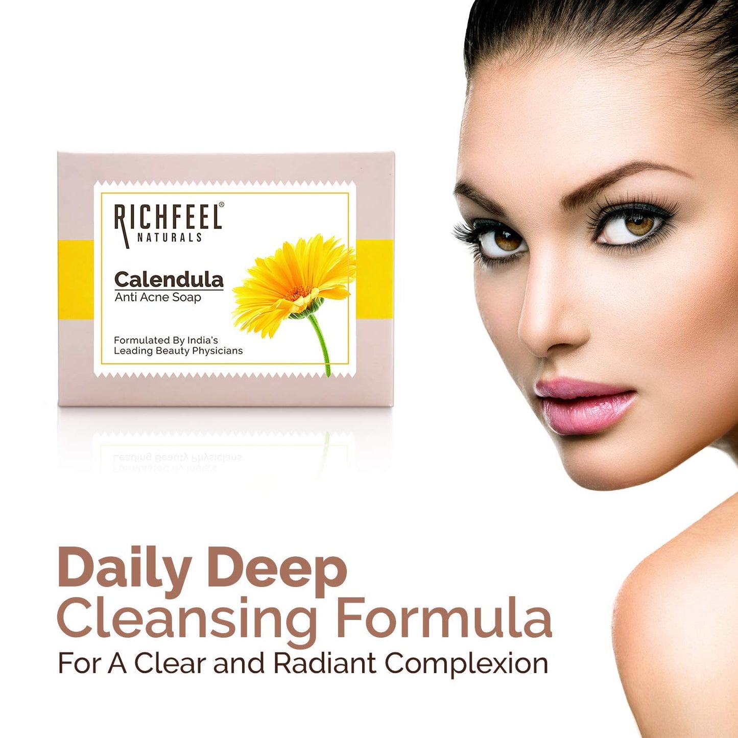 Richfeel Calendula Soap For Acne - 75g Pack of 4