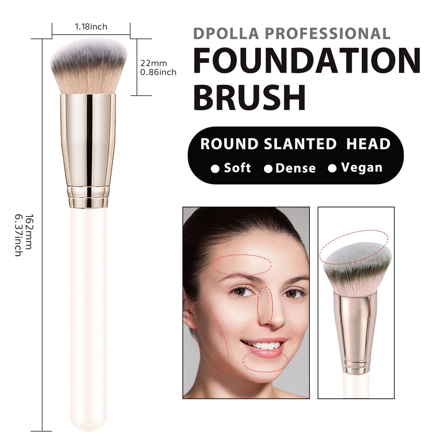 Makeup Brushes Dpolla Pro Foundation Brush and Flawless Concealer Brush Perfect for Any Look Premium Luxe Hair Contour Brush Perfect for Blending