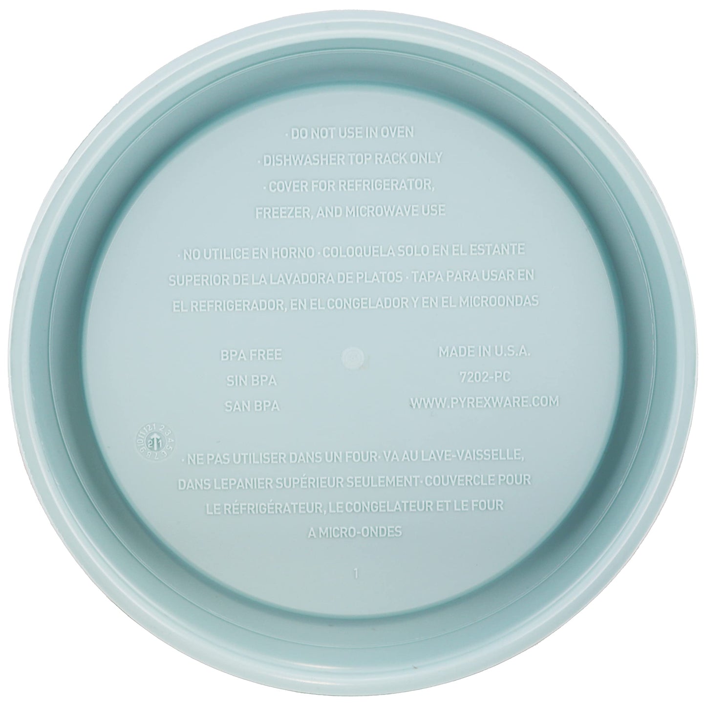 Pyrex 7202-PC 1 Cup Muddy Aqua Blue Food Storage Replacement Lid (4-Pack) - Made in USA